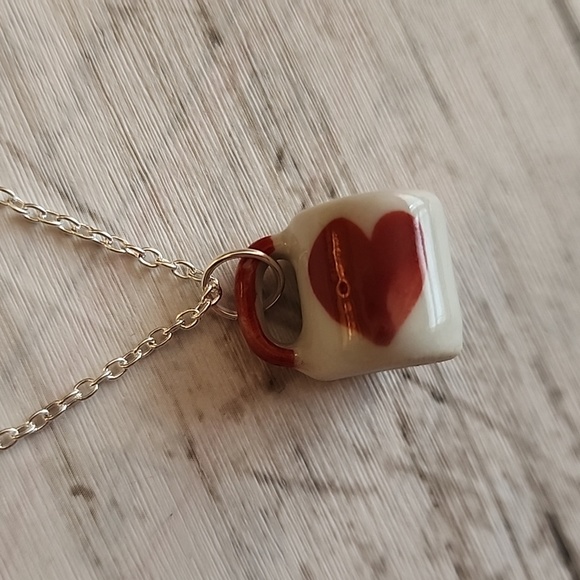Starbucks Jewelry - I Love Coffee NECKLACE Ceramic Mug 925S Plated